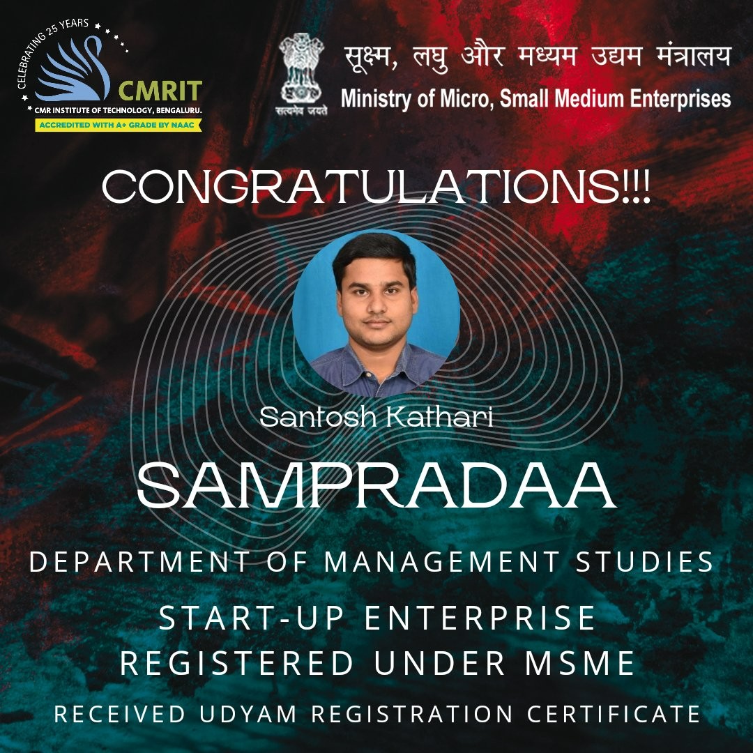 Hearty Congratulations to Prof. Santosh Kathari (MBA) - CMRIT